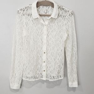 LC Lauren Conrad Lace Button Down Shirt, Size Small